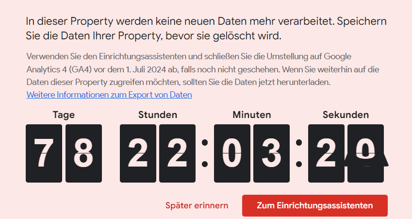 Universal Analytics wird abgeschalten. Countdown